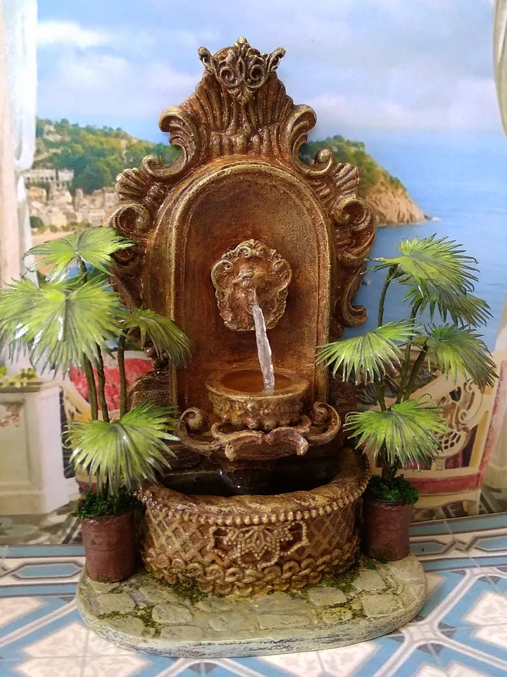 Miniature fountain. Fountain for the collection of dolls.1:12 scale.