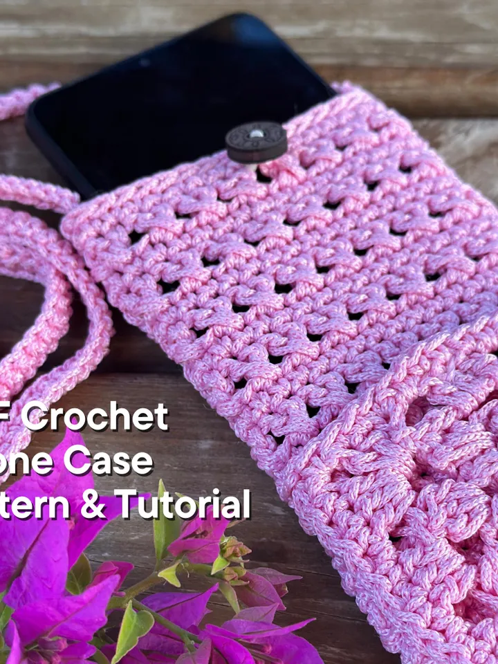Crochet crossbody bag pattern, cell phone pouch, crochet mini purse, mobile phone case, summer shoulder messenger bag, DIY