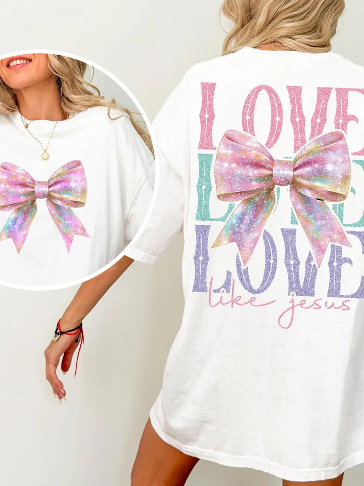 Retro Love like Jesus Coquette Png, Coquette Heart Bow png, Coquette Valentine Png, valentine png, Valentine Png, Jesus valentine png