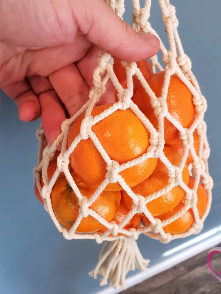 Storage Net For Small Fruit Macrame Produce Bag For Mandarin Oranges Hanging Fruit Basket Kitchen Storage Solution Kitchen Organization