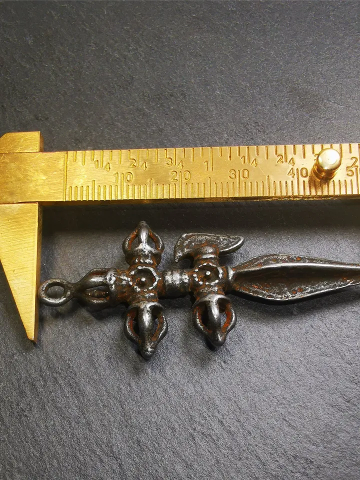 Gandhanra Vintage Cross Vajra Phurba Amulet,Kila(Dorje Phurba) Pendant,Tibetan Budhist Ritual Implement,made of Thokcha,40 Years Old