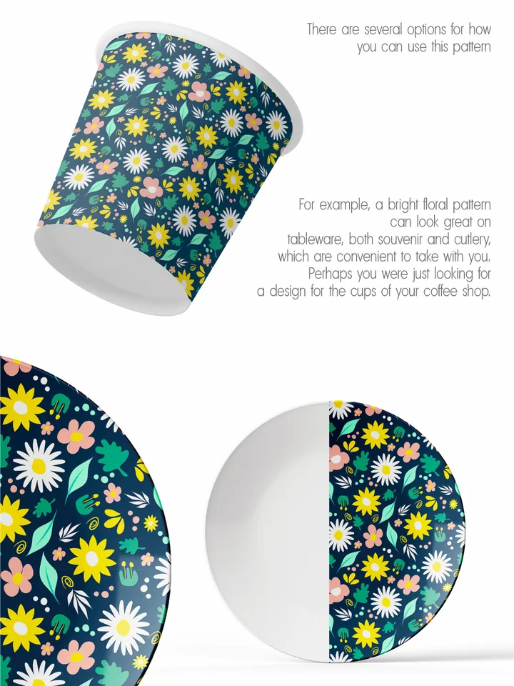 Pattern of hand-drawn flowers