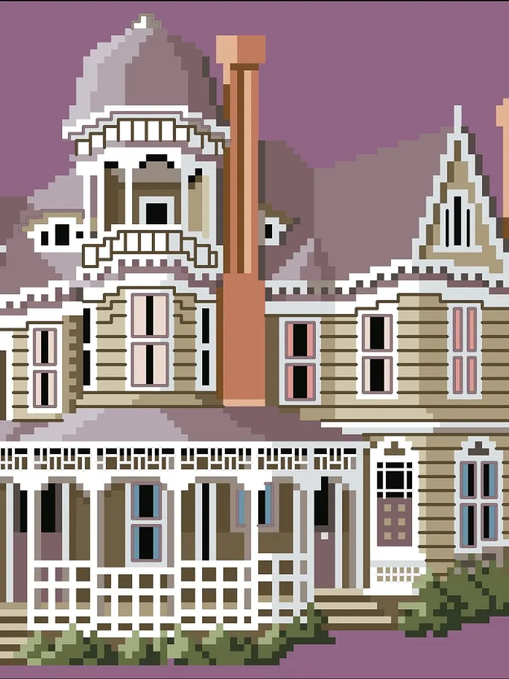 Vintage Cross Stitch Pattern Victorian House Counted Digital Download PDF