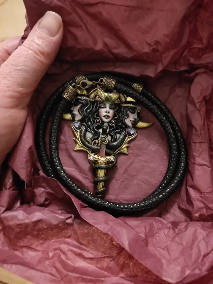 Necklace Hekate, Goddess of the moon pendant, Three-faced Goddess Hekate