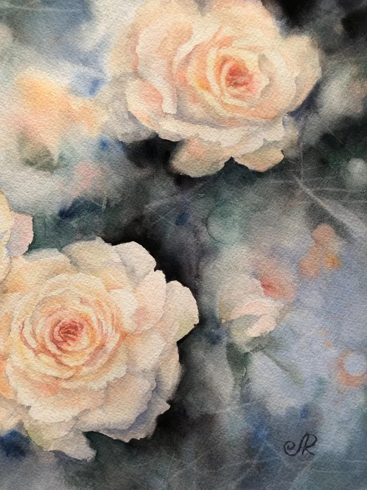 Roses Painting Original Flowers Painting Floral Watercolor Painting