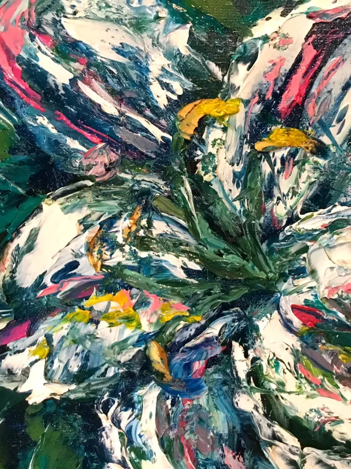 Lilies original oil painting on stretched canvas , flowers impasto painting ,home decoration made to order.