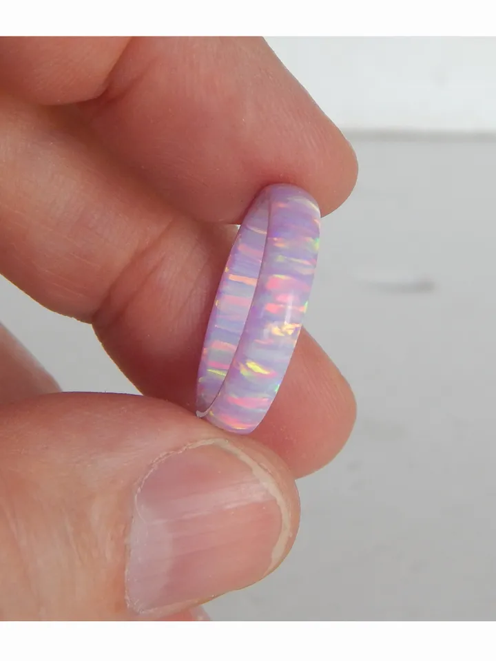 Very beautiful opal ring lilac color. Solid opal ring. Synthetic opal ring