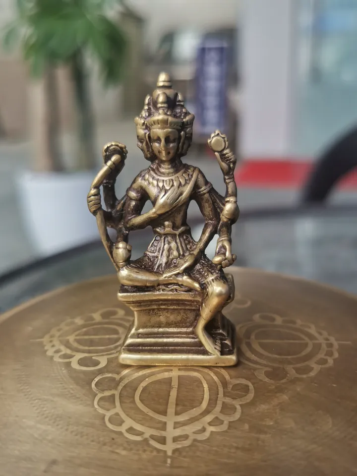 Gandhanra Vintage Brahma Statue,Handcarved,Top Collection Figurine Amulet,Zen Home Decor