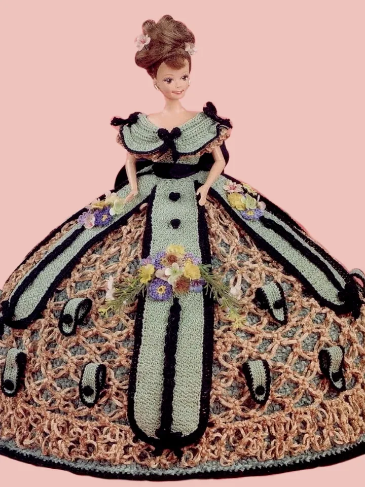 BC104 Dress Barbie Vintage Crochet Pattern PDF Fashion Dolls size 11 1/2 inches