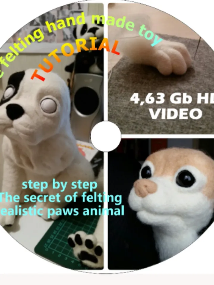 Tutorial step by step guide  Video tutorial Felting realistic paws animal - instant download