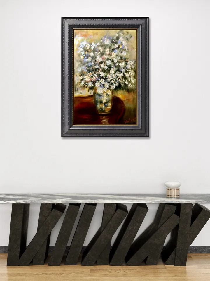 Bouquet of flowers in a vase,original soft pastel painting on specialized paper,impressionistic flowers painting,wall hanging,gift.