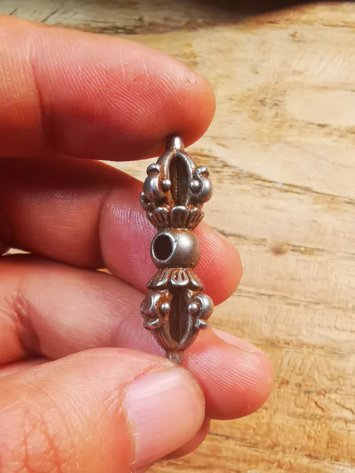 Gandhanra Handmade Tibetan Amulet,Big Vajra Pendant, Mala Marker Bead Accessories, Made of Cold Iron