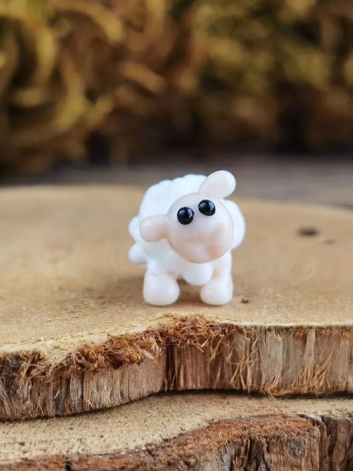 GLASS FIGURINES Sheep figurine Glass sheep Miniature sheep tiny sheep Tiny glass animals Nativity scene Terrarium Dollhouse miniature