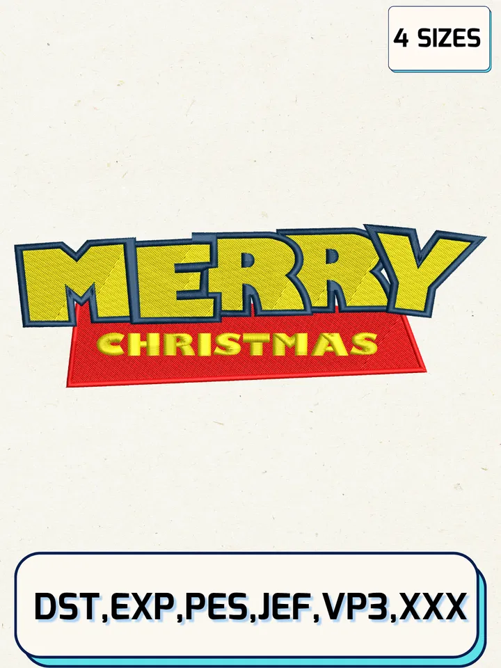 Merry Christmas Embroidery Design,Christmas Embroidery Designs,Machine Embroidery Files,Toy Story Embroidery Design,4 Sizes