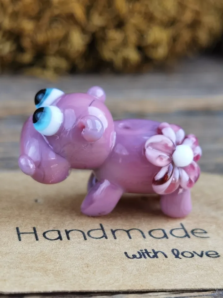 Glass beads Hippo beads Lampwork beads hippo figurine Glass hippo Miniature hippo Tiny glass animals Blown glass art Terrarium