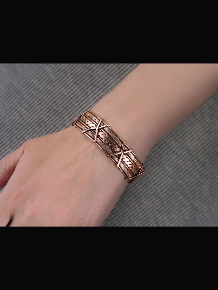 Woven copper wire bracelet Antique style handcrafted copper jewelry Unique gift