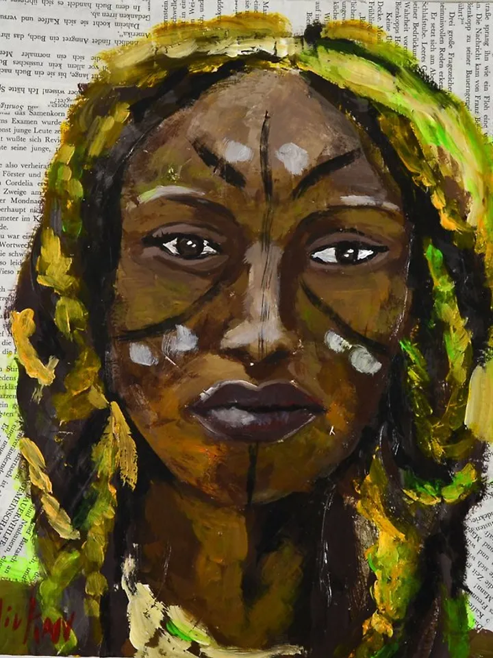 African American Woman Art African Girl Painting Portrait Wall Art
