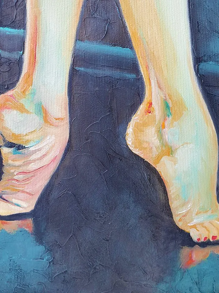 Female Foot Painting Ballerina Original Art Ballet Pointe Wall Art Oil Painting