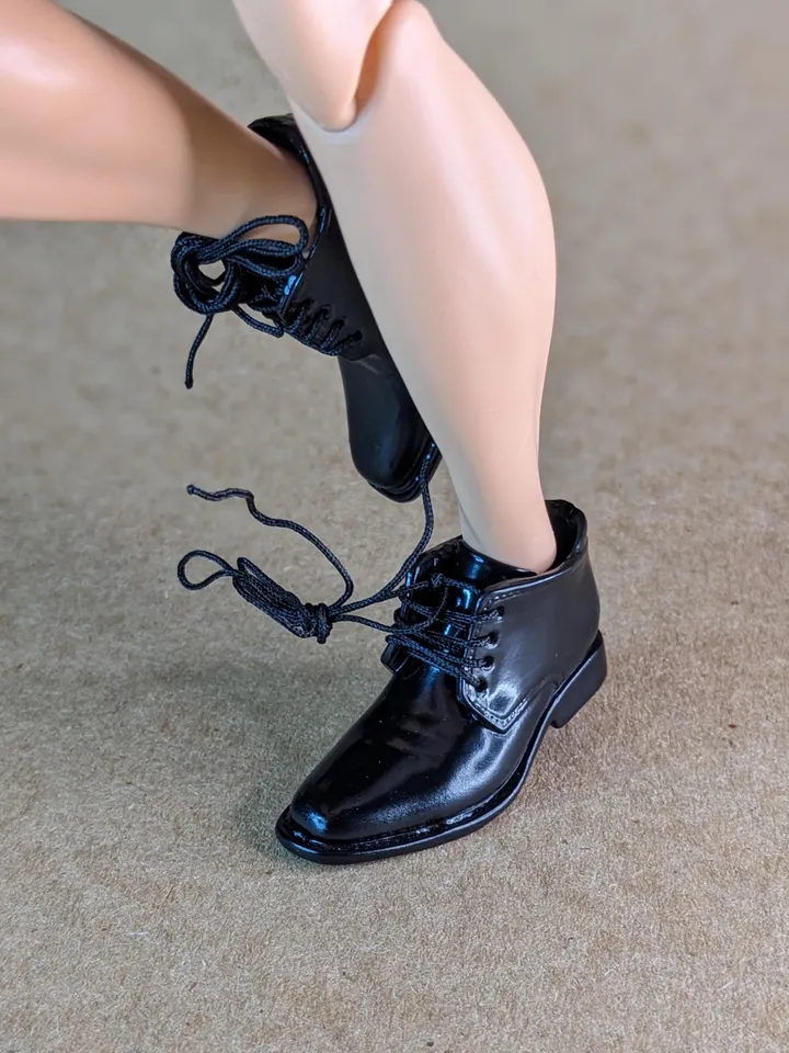 Premium high black lace-up boots for 1/6 scale male dolls