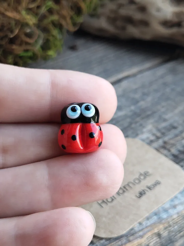 LARGE HOLE BEADS Ladybug charm bracelet Dread beads Dreadlock jewelry Loc Jewelry Big hole beads Glass Ladybug beads Ladybug ornament