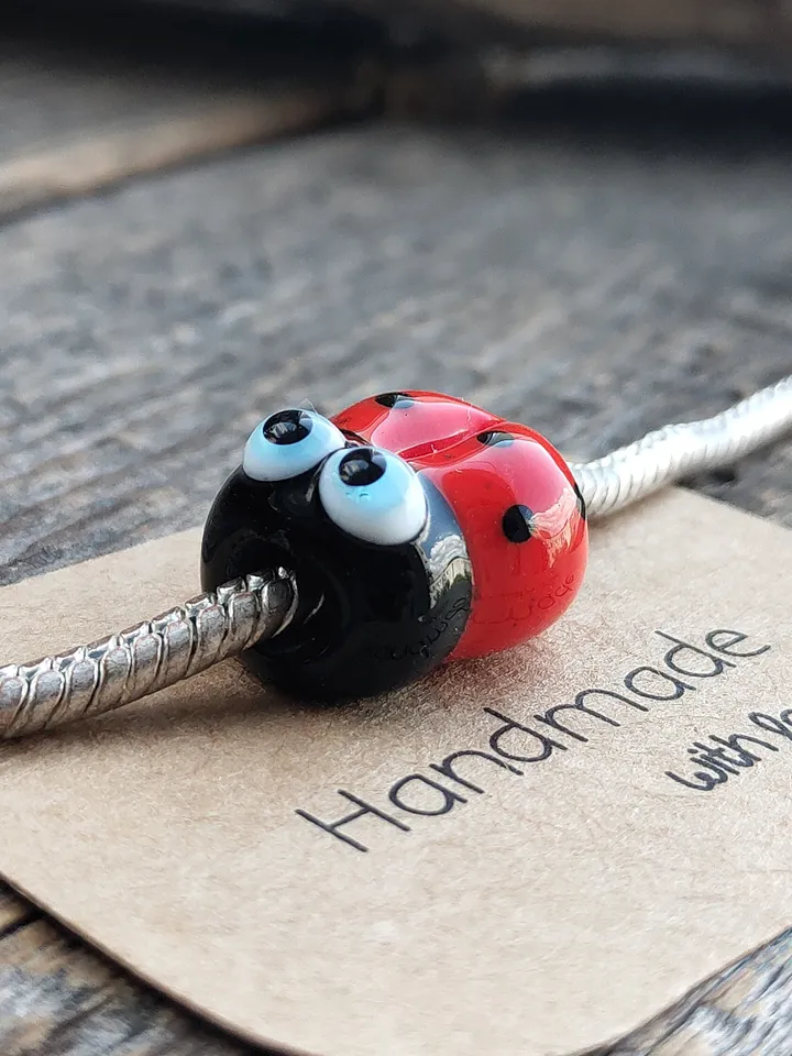 LARGE HOLE BEADS Ladybug charm bracelet Dread beads Dreadlock jewelry Loc Jewelry Big hole beads Glass Ladybug beads Ladybug ornament