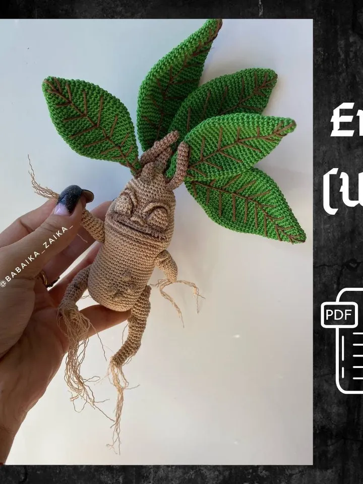 PDF Crochet Mandrake plant, flower, Cute Mandragora doll, amigurumi plant, mandrake toy, flower toy, flower doll, Spring crochet