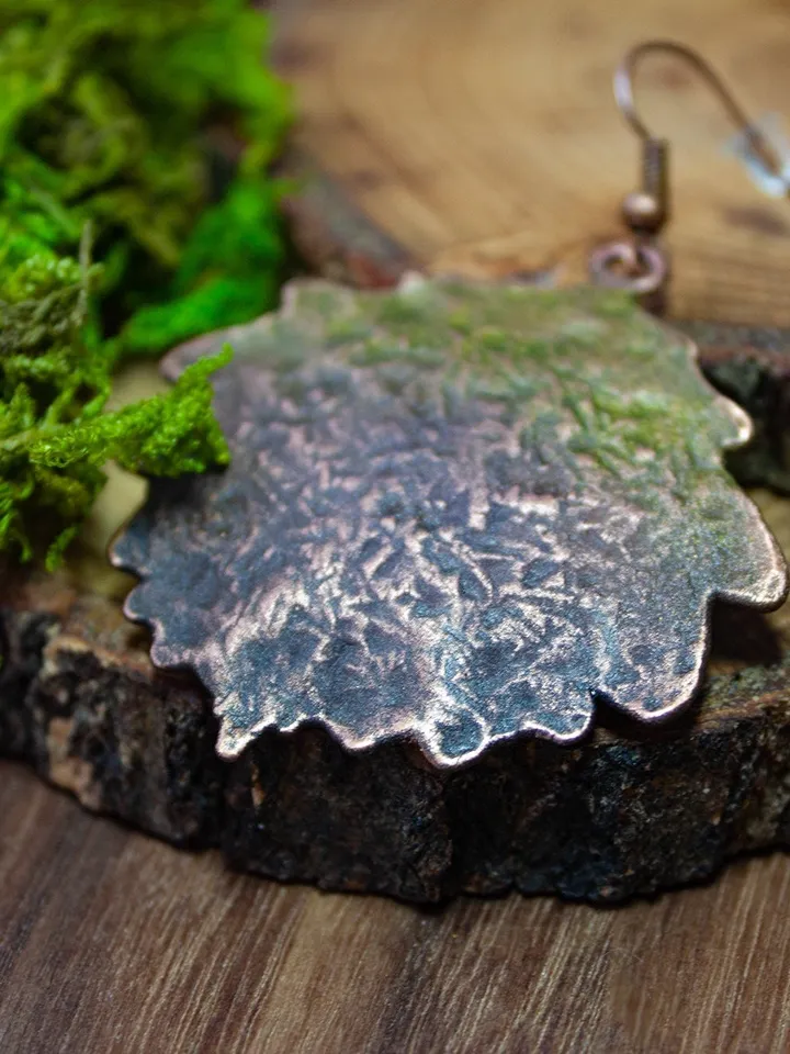 Set Aspen leaf pendant and earrings, real copper leaves, real aspen leaf, Nature Lover, Electroforming, Gift for wife