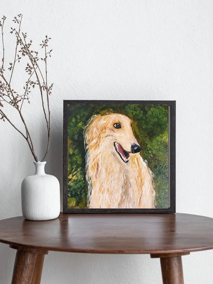 Portrait of a dog Image of a hunting dog Original Oil painting Miniature 6 x6 in