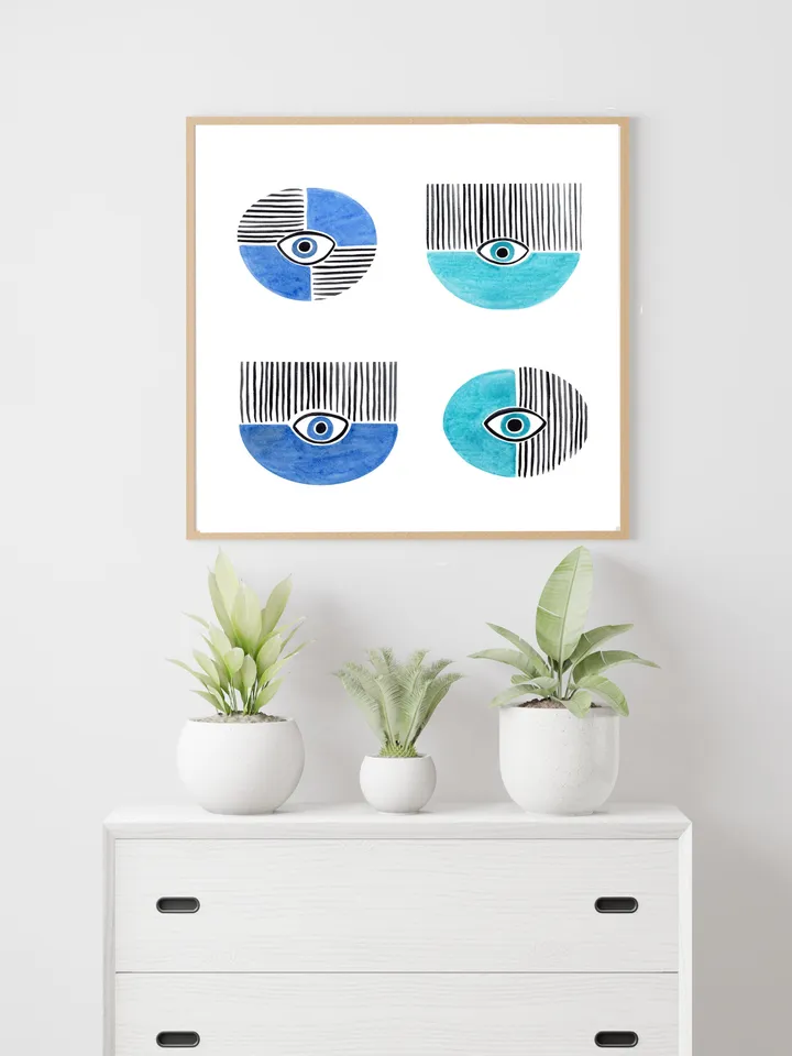 Evil Eye Poster, Watercolor Evil Eye, Evil Eye Poster Nazar Poster Evil Eye Decor Wall Decor Turkish Wall Art Greek Art Blue Art Boho