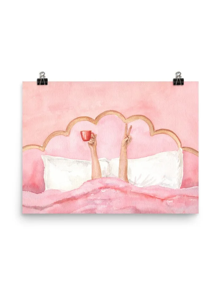 Pink Feminine Watercolor Painting Poster, Pink Girls Room Wall Art, Boho Apartment Decor, Pink Aesthetic, Bar Cart Decoration, Preppy Art