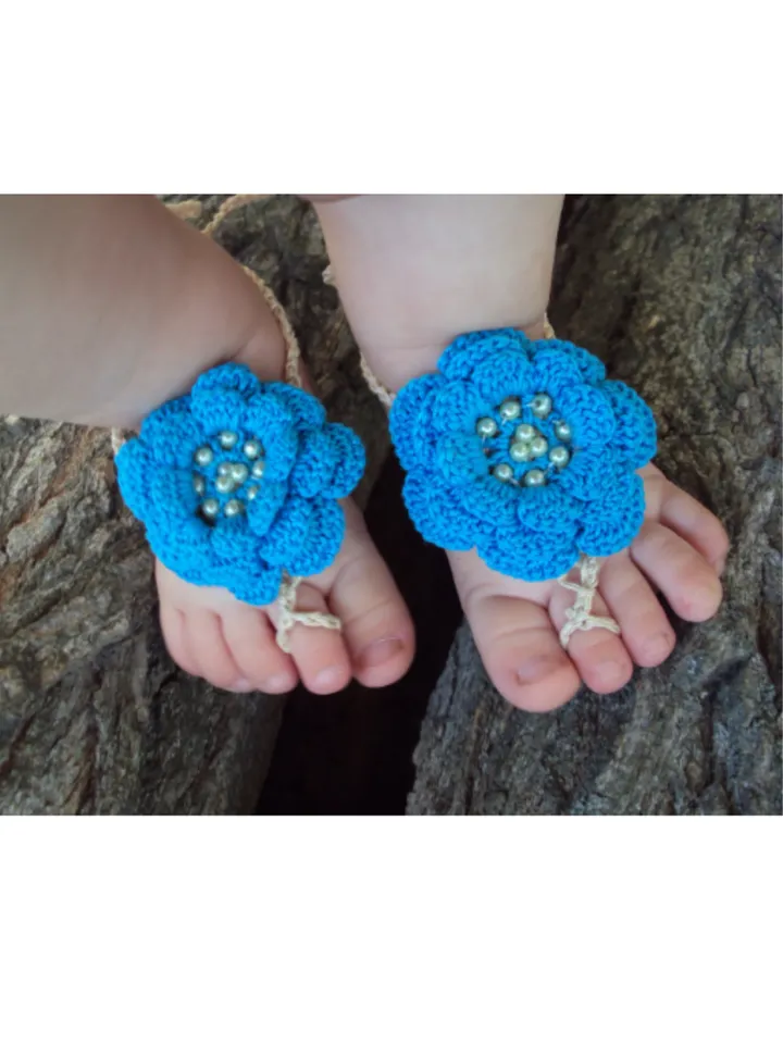 Baby Barefoot Sandals, Crochet baby sandals,baby shower gift , beach baby decor, baby photodrop, 0-12 month