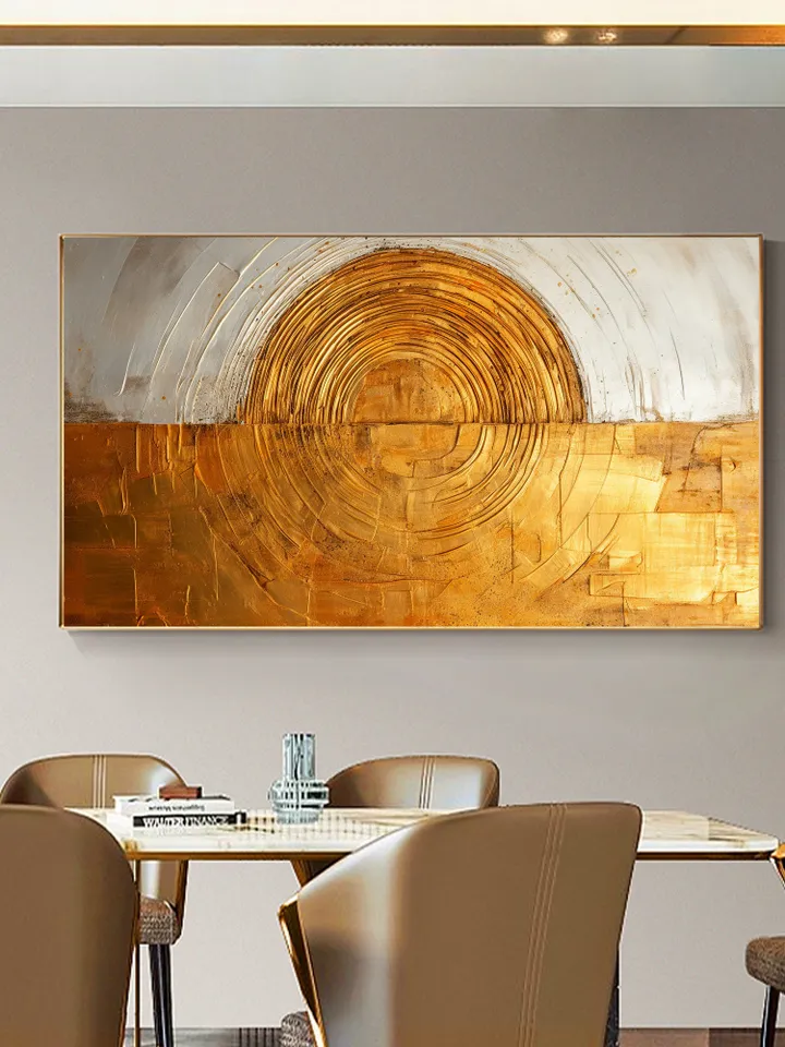 Original Gold Foil Oil Painting on Canvas, Large Wall Art, Textured Golden Acrylic Painting, Living room Wall Decor, Custom Painting, Gifts