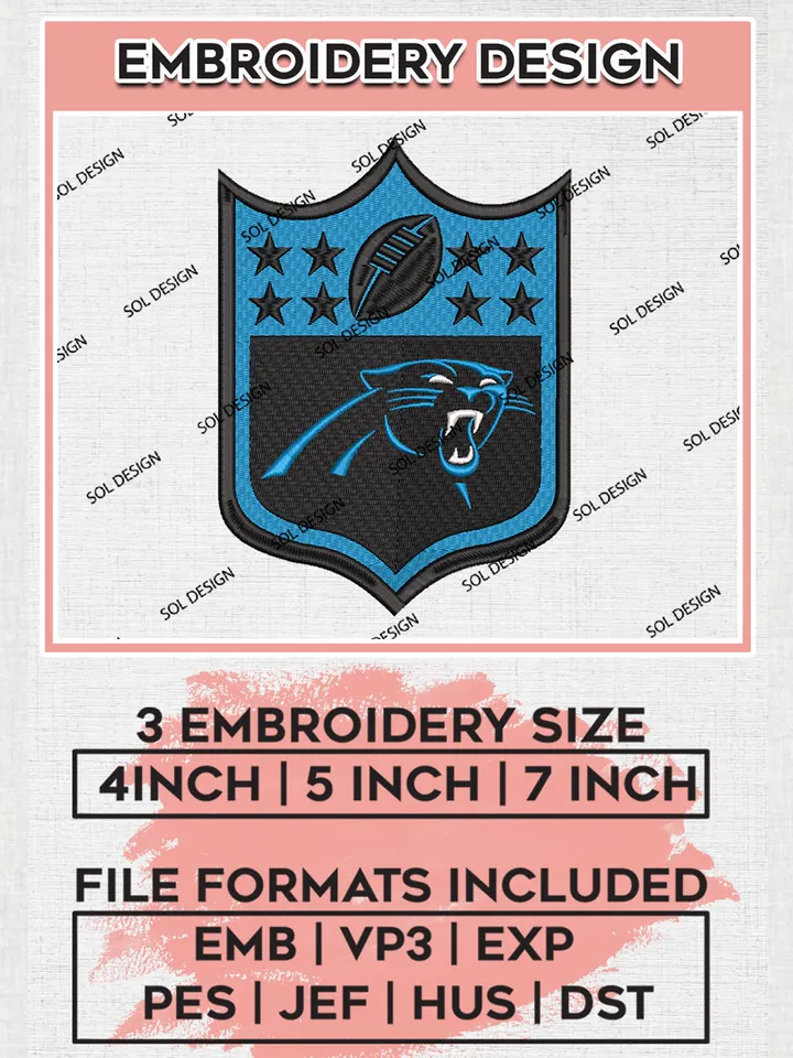 Carolina Panthers Embroidery Designs, NFL Panthers, NFL Embroidery Designs, NFL Carolina Panthers Machine Embroidery Design, Digital Download
