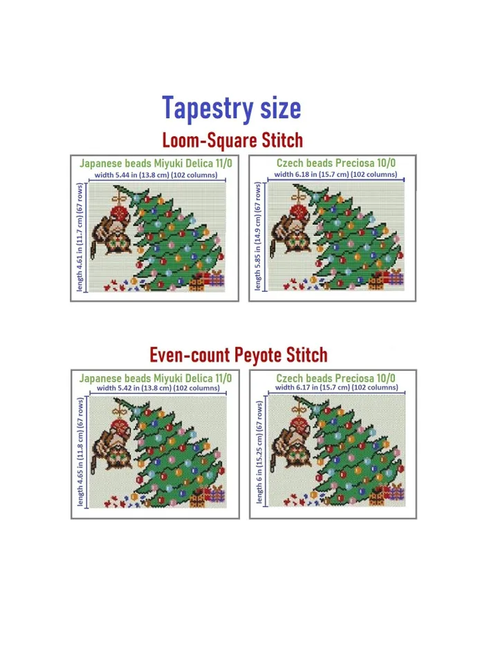 Cat and Christmas Tree Tapestry Patterns, Loom - Even Peyote Stitch, Beaded Banner Patterns, New Year Painting, Home decor tapestry, PDF