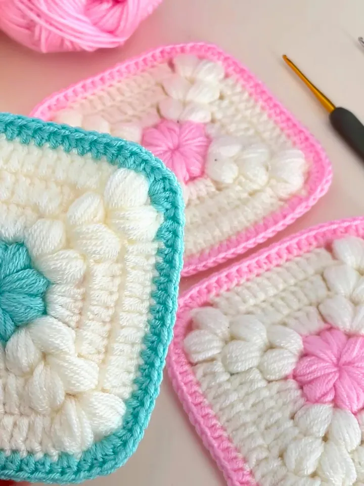 Crochet Granny Square Motif Pattern - Easy Puff Stitch Pattern - Baby Crochet Pattern