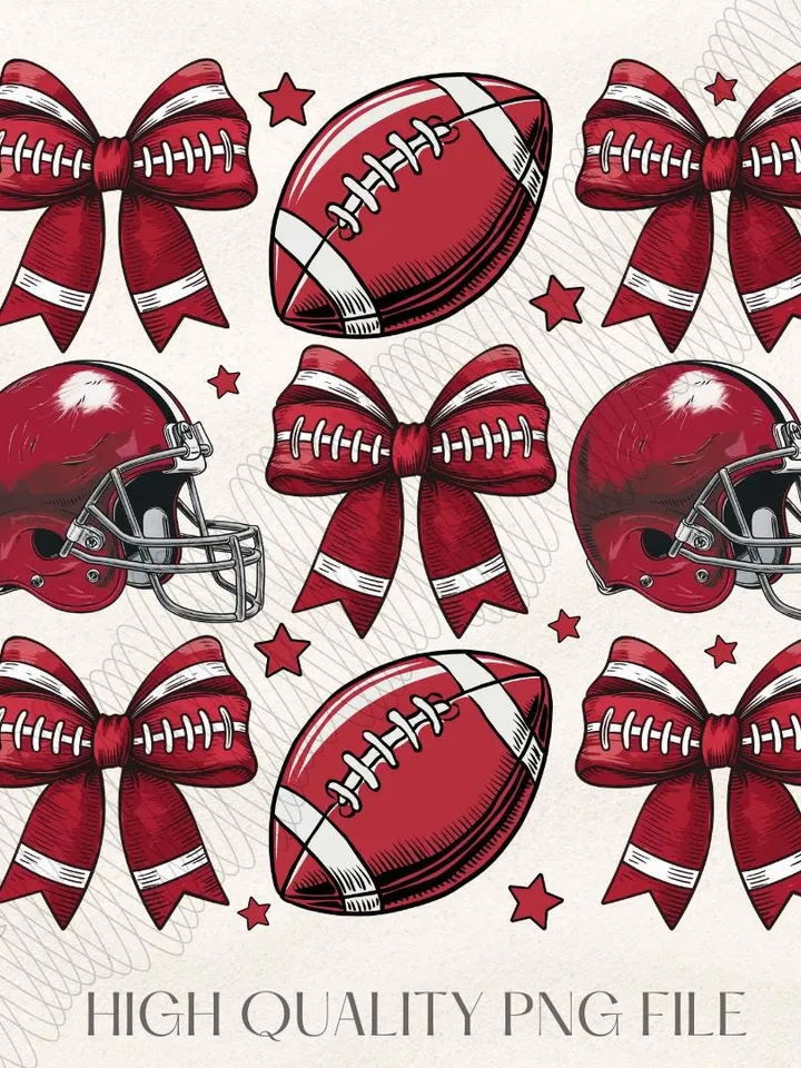 Coquette Football PNG, K City Football PNG Football, Game Day, Football Girly, Football Season, Red Team Football and Bow Clipart