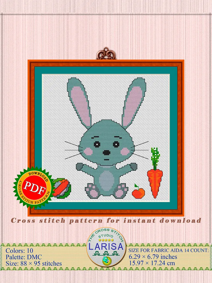 Rabbit Cross Stitch Pattern | Irresistible Rabbit Cub Chart