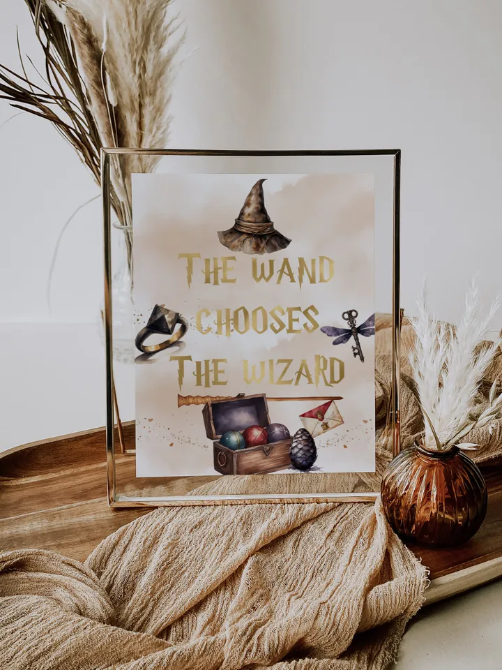11 WIZARD SIGNS Wizard Baby Shower; Magic School Baby Shower template; The Owlery; The wand chooses the Wizard; Hats and Brooms; wf55