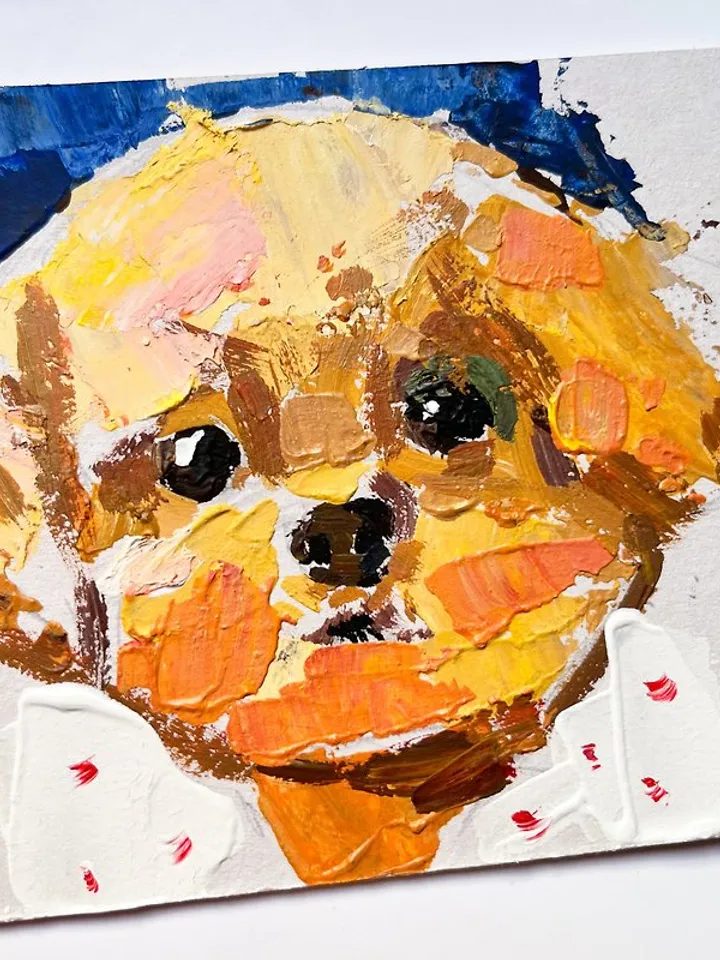 Puppy Painting Original Art Animal Art Impasto Oil Painting