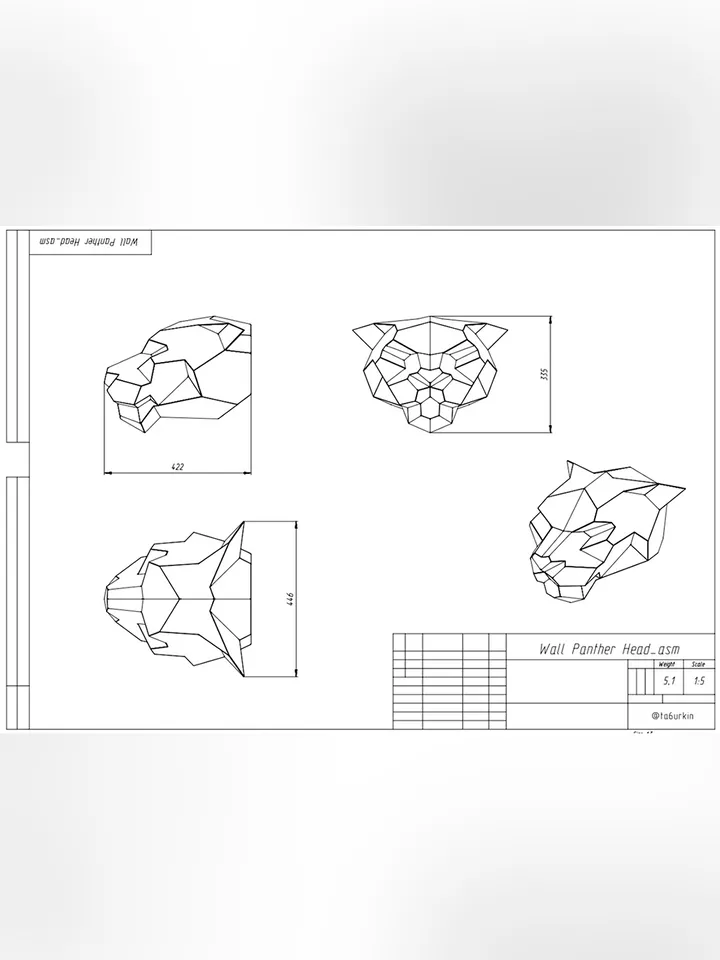 Welding Project Plans Drawings Panther Head (DXF, PDF)