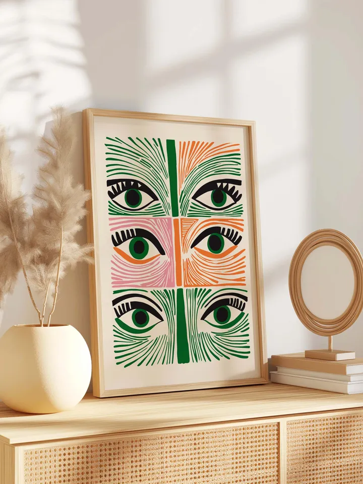 Abstract Eye Wall Art, Colorful Modern Eye Prints, Minimalist Digital Eye Poster, Vibrant Home Office Decor, Instant Download, Crazy eyes