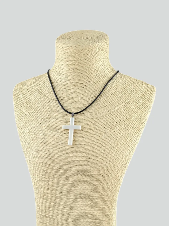 Christian cross made of solid white agate.