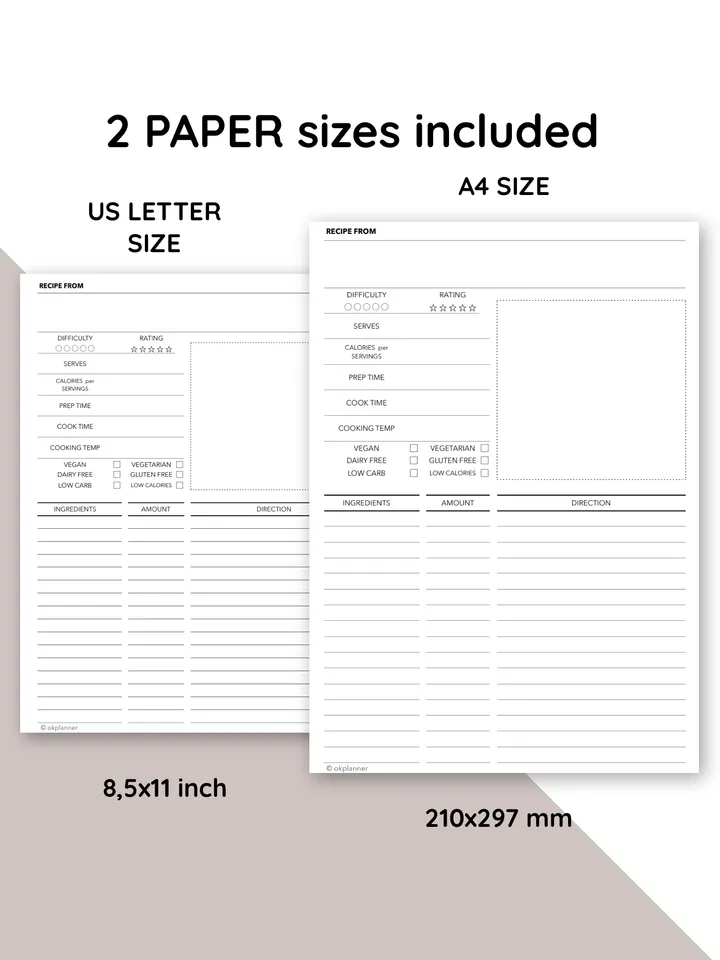 Customizable recipe card templates. Printable recipe cards. Diet meal planner card. Nutrition recipe cards. Family meal