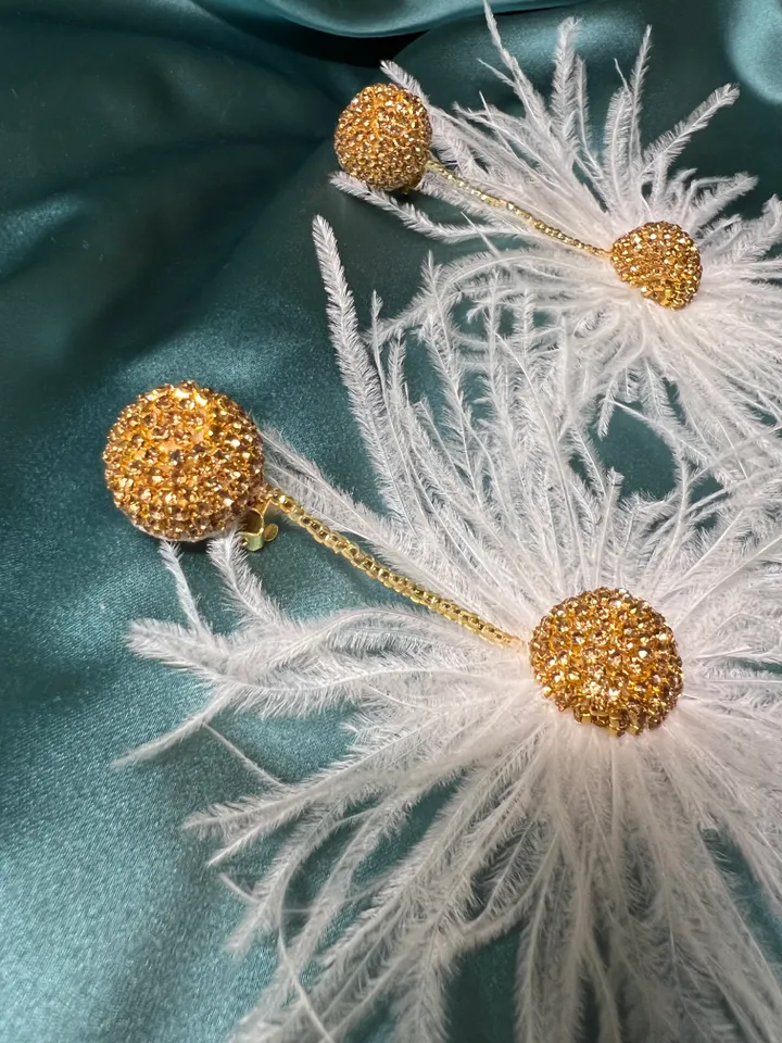 Feather and Crystal Earrings