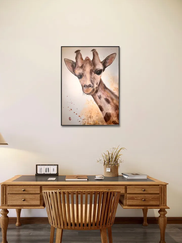 Giraffe original watercolour painting on watercolour paper,kid s room decoration,animals wall art,gift.