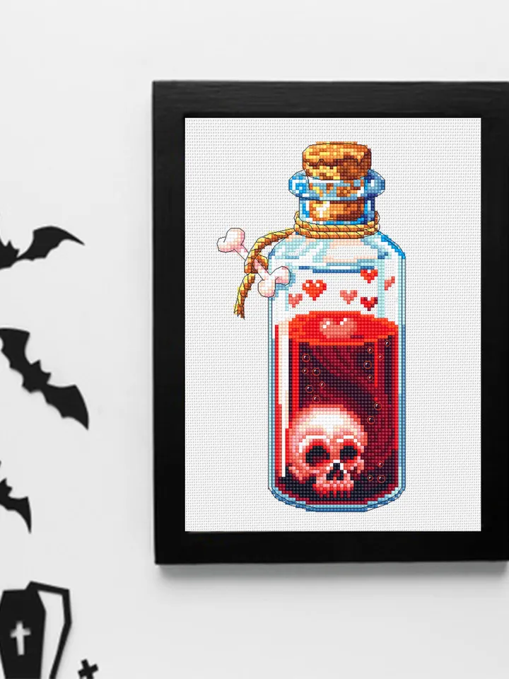 Witch bottle cross stitch pattern download PDF Gothic cross stitch chart, Magic potion bottle, Skull embroidery PDF, Gothic halloween #H55