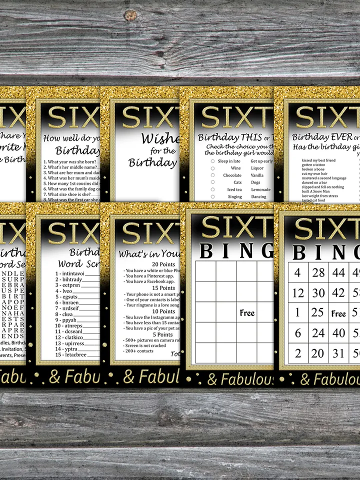 Sixty Birthday Party Games bundle,Adult birthday games package,Printable Birthday Games,INSTANT DOWNLOAD