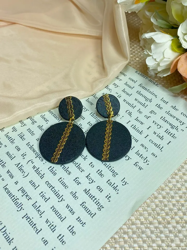 Handmade matte black earrings.Handmade jewelry. Designer earrings.