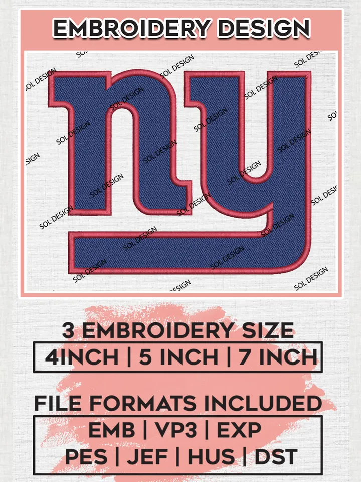 New York Giants Embroidery Designs, NFL Giants, NFL Logo Embroidery Files, NFL New York Giants Machine Embroidery Design, Digital Download
