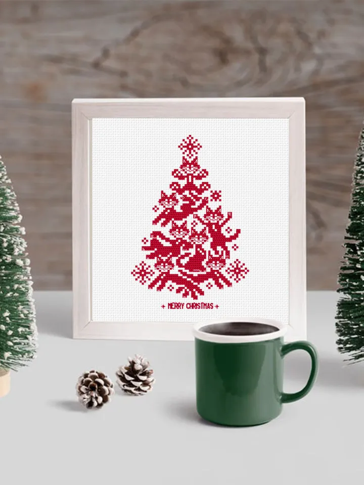 Cat christmas tree cross stitch pattern download PDF Christmas small cross stitch, Funny cat silhouette cross stitch Cat embroidery PDF #N86